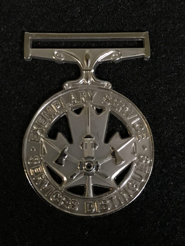 Full Size Fire Service Exemplary Service Medal Martel's Medal Mounting Inc